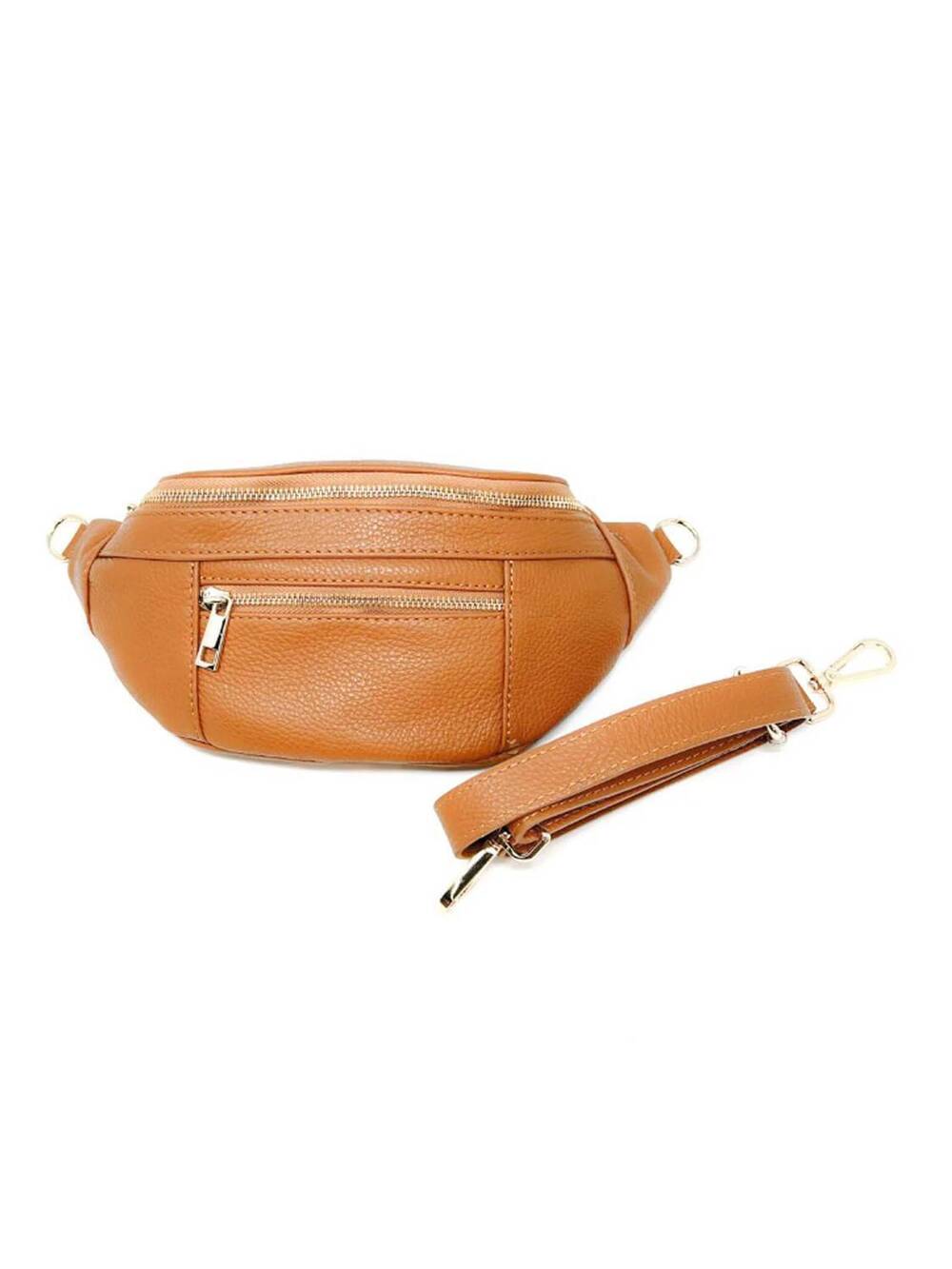 NEW GERMAN FUENTES genuine italian leather belt bag in camel